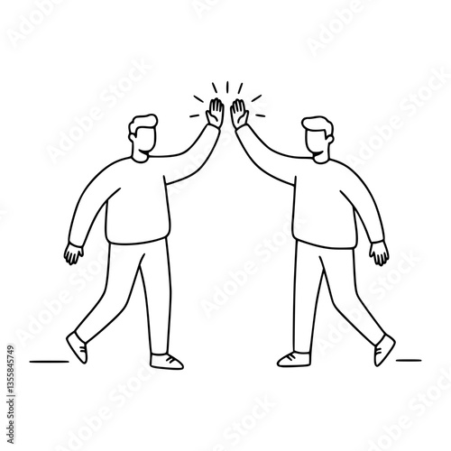 High-Fiving Pose Line Art: Simplify Celebratory Gestures with Minimalist Art