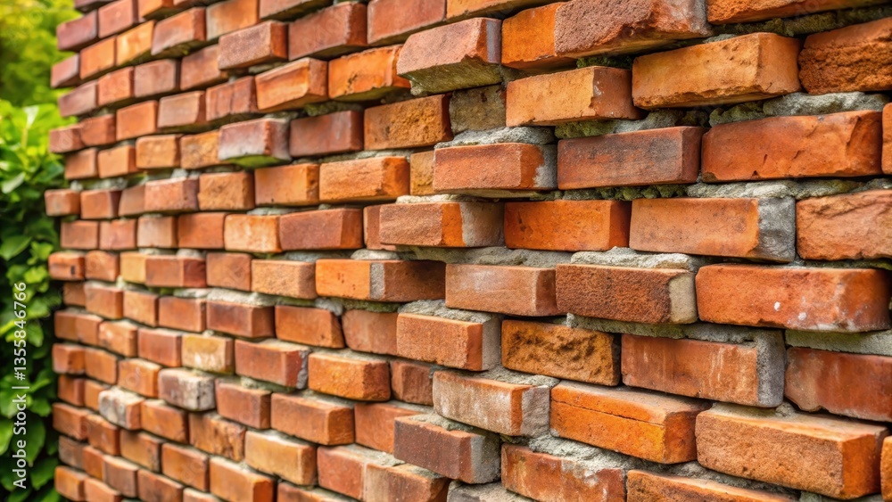 Fototapeta premium Bricks stacked together to form a wall with mortar between them