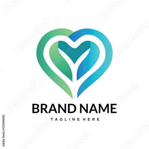 green tree leaf heart logo shape