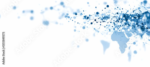 Wallpaper Mural Abstract World Map in Blue Tones with Blurry Nodes on White Background Illustrating Global Connections and Technological Communication in a Modern Minimalist Style Torontodigital.ca