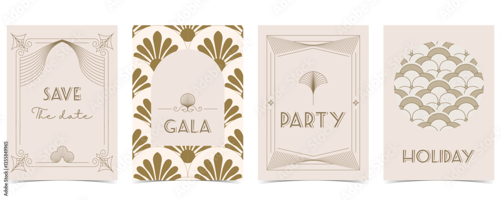 Fototapeta premium Abstract vintage art deco template for a4 vertical design