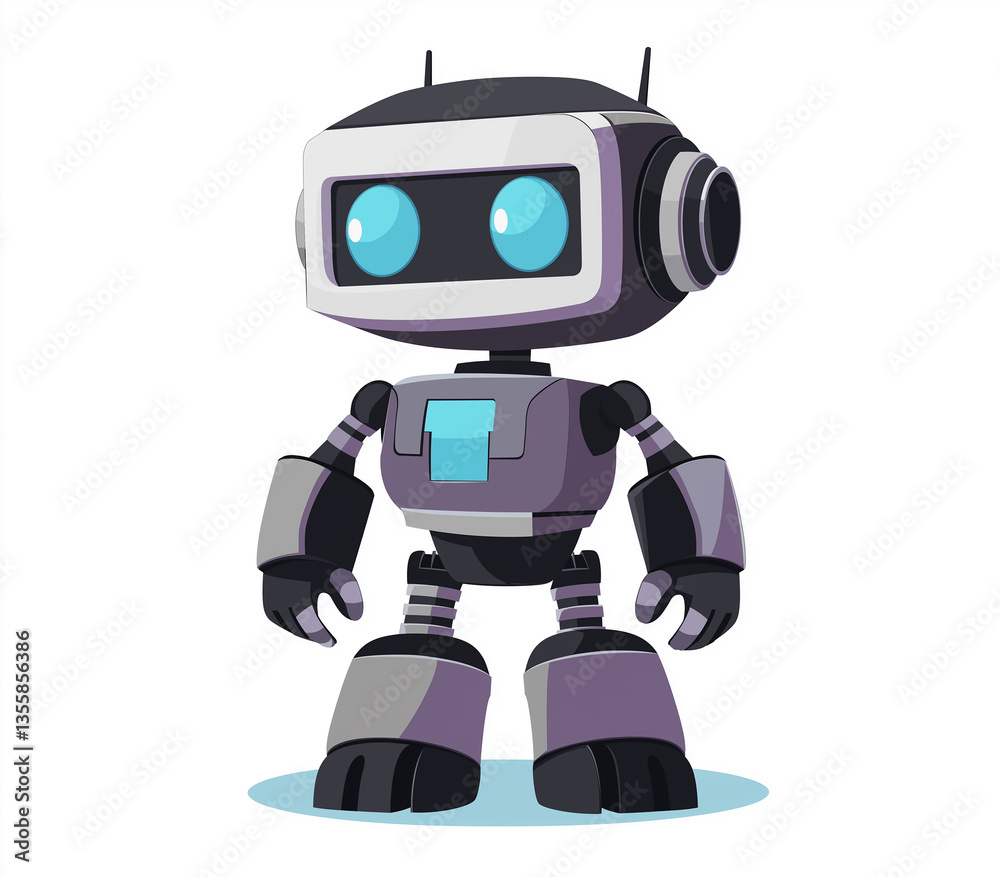 Little robot waving hand isolated on white background, 3d rendering Little robot waving hand isolated on white background, 3d rendering