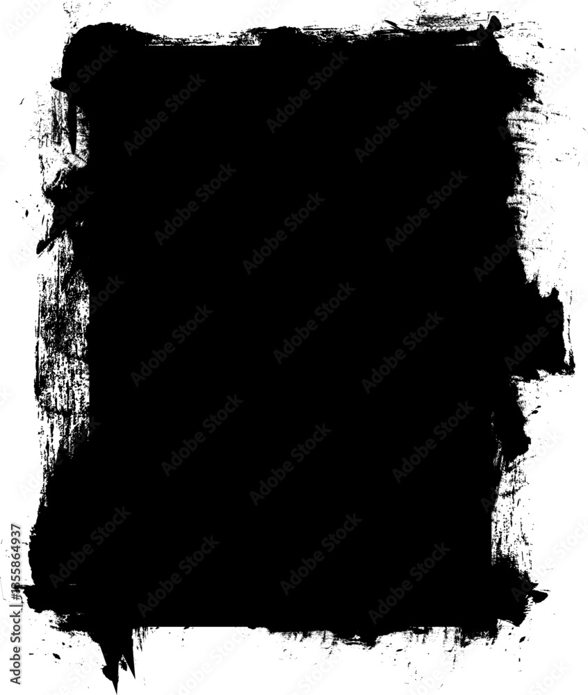 Fototapeta premium black ink brush painting blank space banner label artistic grunge graphic element