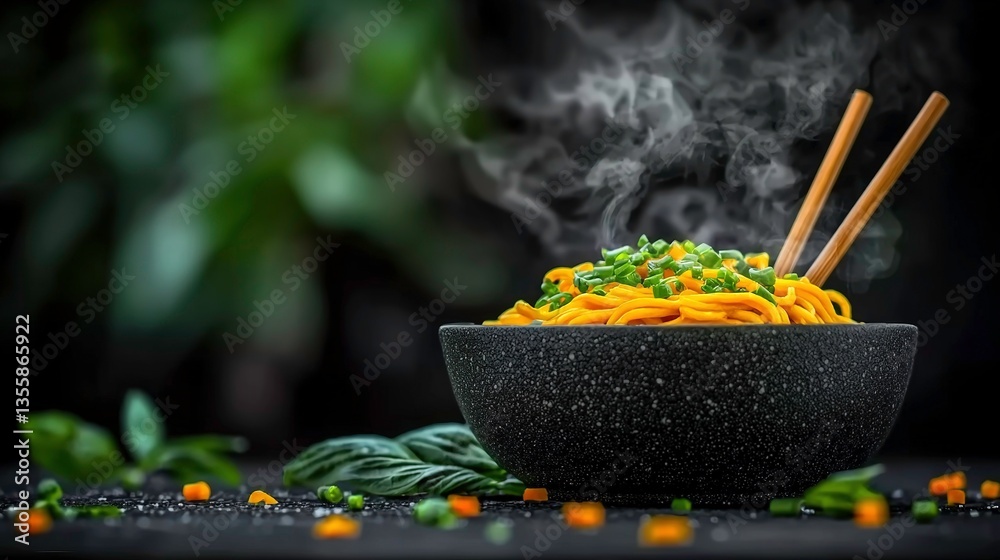 Hot Noodles with Steam