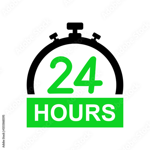 24-Hour Vector icon. All-Day service icon. flat vector design.