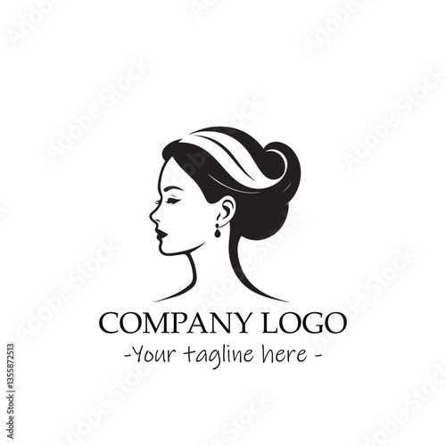 a woman silhouette black and white illustration for logo company vector image