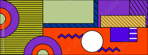 colorful vibrant geometric design featuring shapes patterns evoking energy and creativity vector illustration
