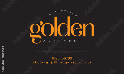 Golden Elegant Font Uppercase Lowercase And Number. Classic Lettering Minimal Fashion Designs. Typography modern serif fonts regular decorative vintage concept. vector illustration