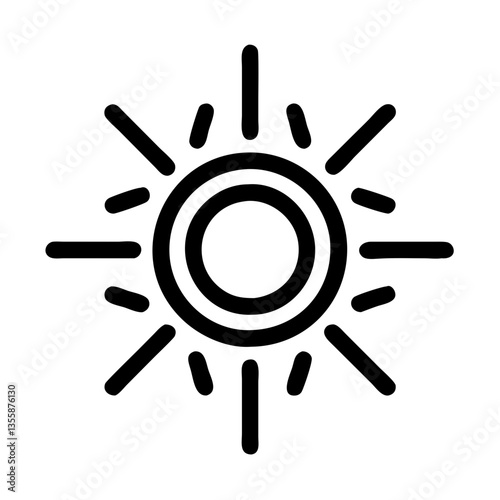 Sun Symbol Icon Featuring Rays in Minimalist Style  