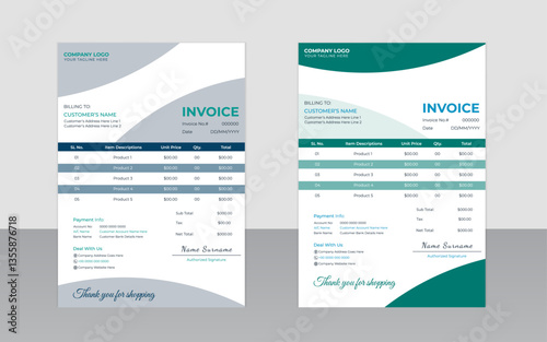 Corporate invoice template for clean, professional accounting and billing with easy-to-use invoice layout for business payments and efficient invoice processing