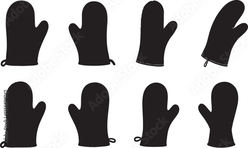 Set of Oven Gloves Silhouette