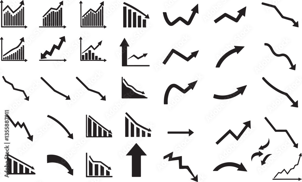 Upward and Downward Graph Icons Upward and Downward Graph Icons