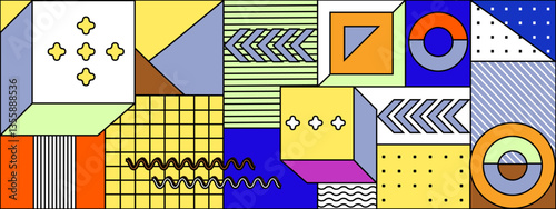 colorful geometric patterns and shapes forming an abstract design with a modern and creative style vector illustration