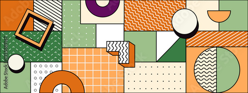 colorful vibrant geometric design featuring shapes patterns evoking energy and creativity vector illustration