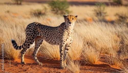 close up of a cheetah in the kalahari desert namibia africa
