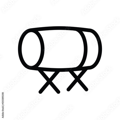 A minimalistic black outline icon of a bedug drum. Represents Islamic traditions, prayer calls, and Ramadan, symbolizing the announcement of iftar, Suhoor, and communal worship.