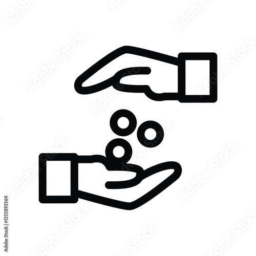 A black outline icon of a small sack of rice. Represents charity, zakat, and generosity, symbolizing food donations to those in need, especially during Ramadan and Islamic charitable giving.