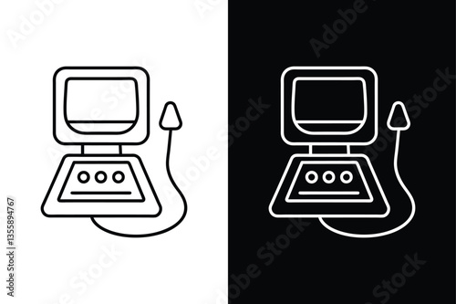 Pixel-Perfect Ultrasound Vector. Line & Solid Medical Icon Pack