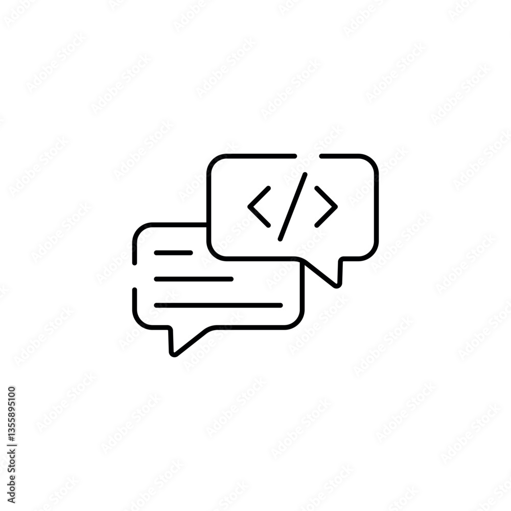 Code Chat icon design with white background stock illustration Code Chat icon design with white background stock illustration
