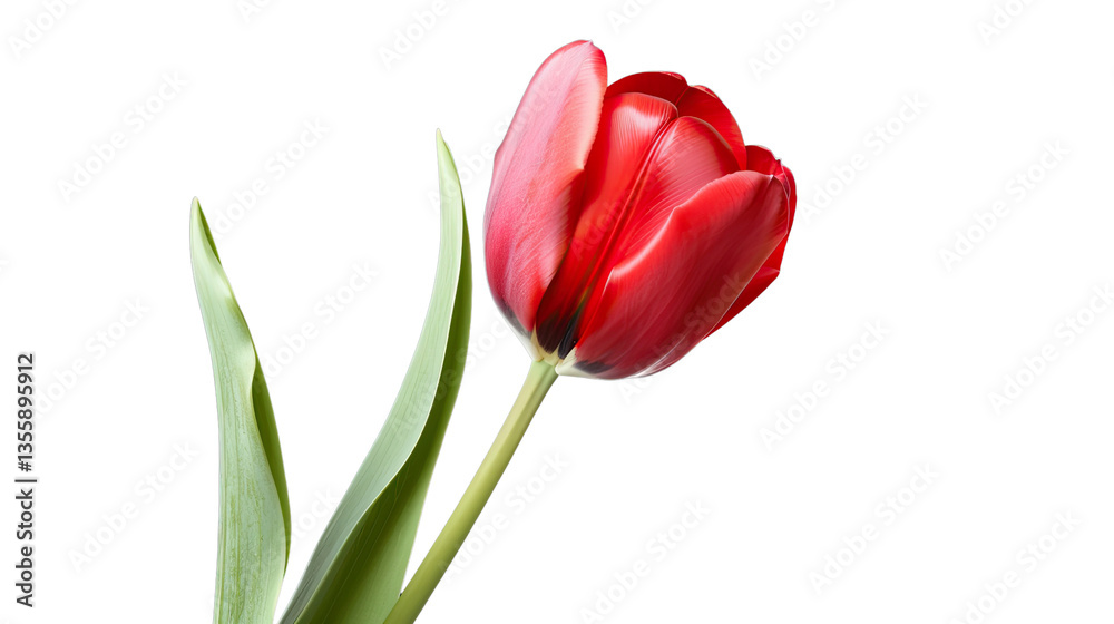 Vibrant Tulip: A single, radiant red tulip, captured in exquisite detail, stands tall against the background, its velvety petals exuding a sense of freshness and vitality. Vibrant Tulip: A single, radiant red tulip, captured in exquisite detail, stands tall against the background, its velvety petals exuding a sense of freshness and vitality.