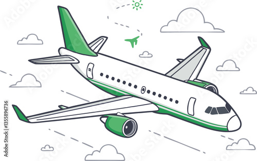 Vector aircraft illustration for commercial air travel