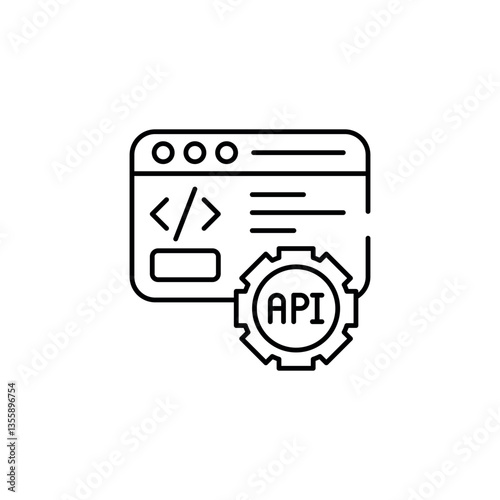 API Setting icon design with white background stock illustration