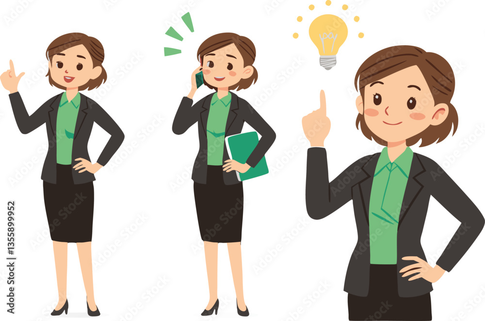 Businessman and businesswoman teamwork illustration in office suit with success and smiles Businessman and businesswoman teamwork illustration in office suit with success and smiles
