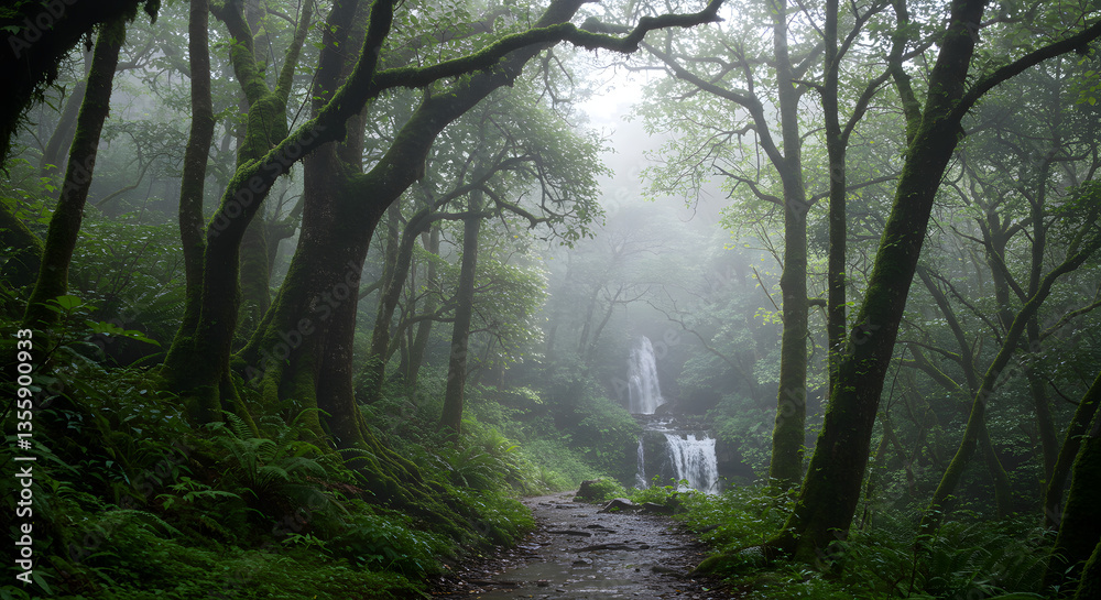 Obraz premium Mystical Rainforest Shrouded in Mist