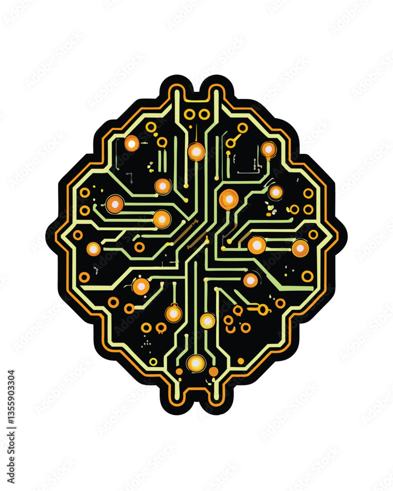 A highly detailed illustration of a complex circuit board featuring integrated circuits (ICs), specifically nine (9) prominently displayed, showcasing intricate soldering and component placement. A highly detailed illustration of a complex circuit board featuring integrated circuits (ICs), specifically nine (9) prominently displayed, showcasing intricate soldering and component placement.