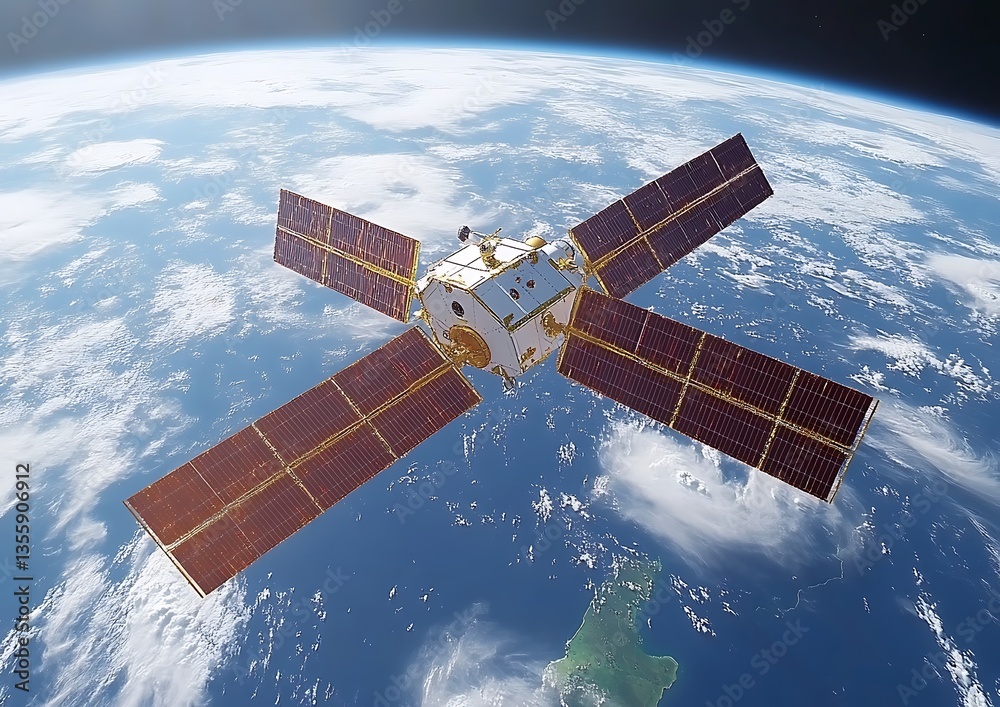 Fototapeta premium Satellite orbiting Earth.