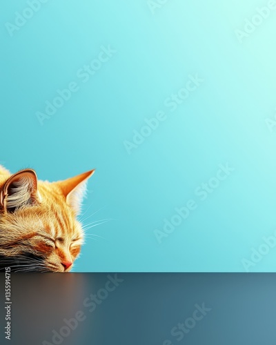 Adorable cat soundly sleeping on a well-worn wooden table in a warm and inviting home environment