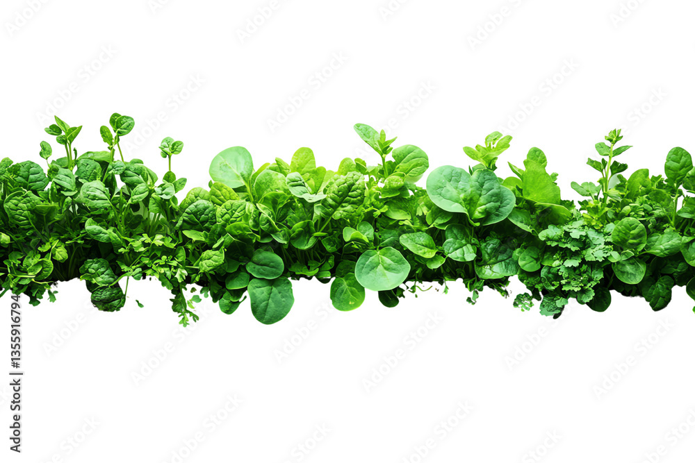 Obraz premium Vibrant green leafy plants on a white isolated background.
