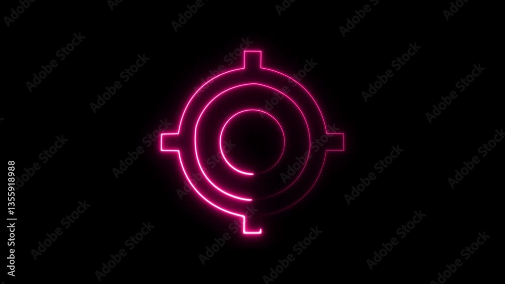 Neon glowing location Google Maps icon, GPS navigation symbol, 4K motion animation