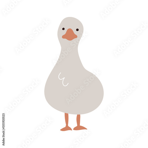 正面を向いたアヒルの手描きイラスト