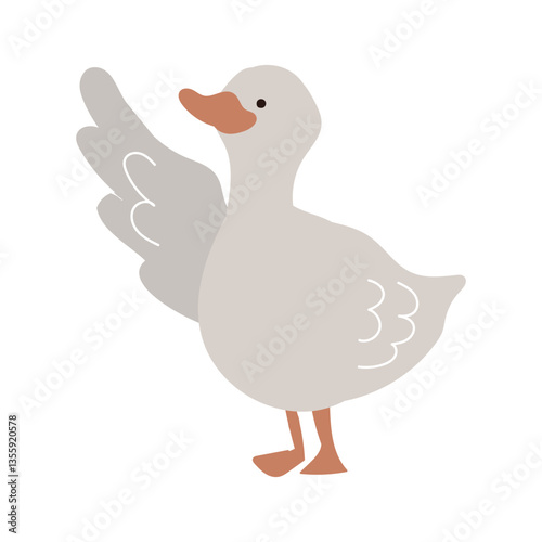 指差す横向きのアヒルの手描きイラスト