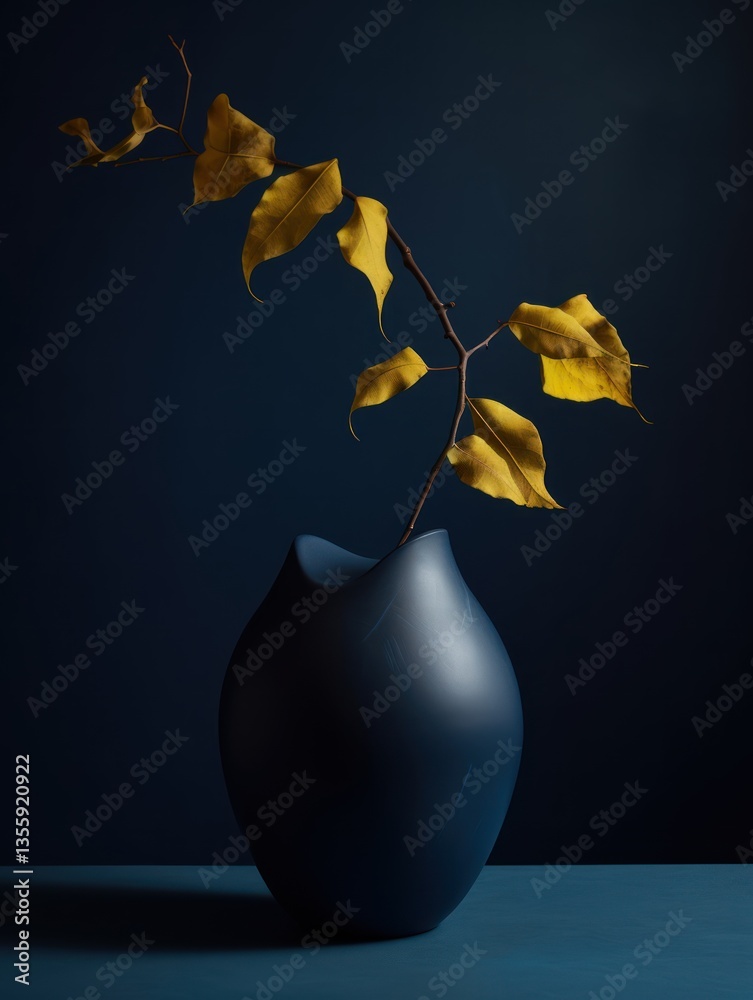 Still life of a vase with autumnal branch