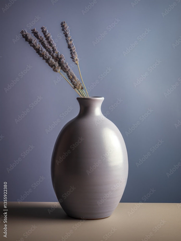 Lavender in a Light Gray Vase