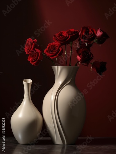 Obraz na płótnie Elegant Vase with Red Roses w salonie