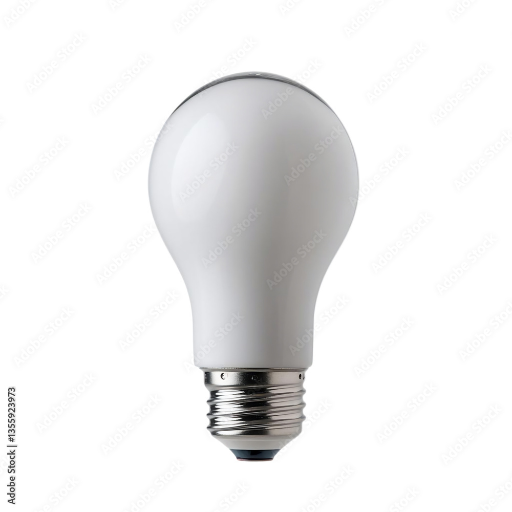 Studio shot of a white incandescent light bulb on a transparent background. The bulb is shown from the side, showcasing its shape and the metal base Studio shot of a white incandescent light bulb on a transparent background. The bulb is shown from the side, showcasing its shape and the metal base