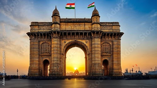 Gateway of India at sunrise, iconic monument, Mumbai, India, travel, landscape, sunrise, photo, tourism photo