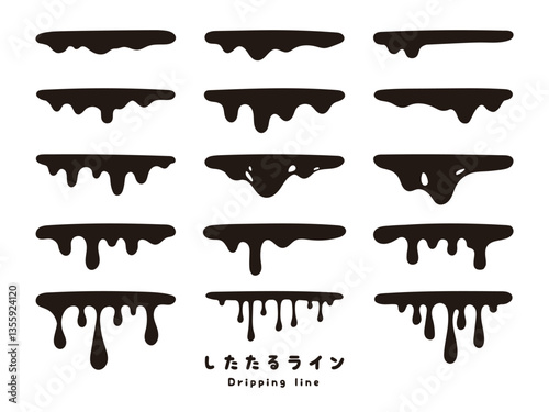 液状の滴るラインのイラストセット