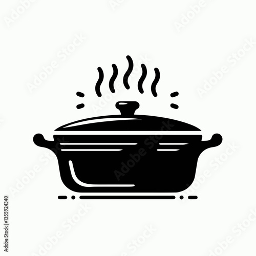 very simple flat and minimalist Casserole Dish silhouette in black on a white background