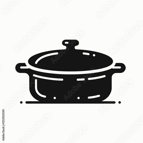 very simple flat and minimalist Casserole Dish silhouette in black on a white background
