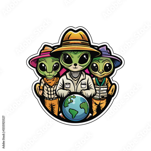 Awe-struck alien observers witness diverse Earth animals – playful monkeys, majestic elephants, swift cheetahs – from their spaceship, filled with wonder and curiosity.