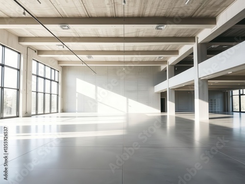 Empty Modern Industrial Loft Space with Large Windows