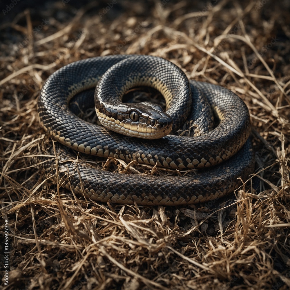 A snake curled protectively around a sacred artifact. A snake curled protectively around a sacred artifact.