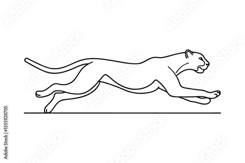 Fast Cheetah Running, Line Art, Wildlife, Speed, Grace, Power, Wildcat, Predator, Nature, Animal
