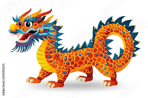 Chinese Dragon with Festive Illustration.