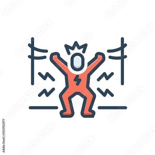 Color illustration icon for electrical shock