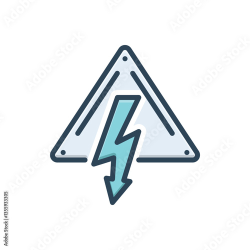 Color illustration icon for high voltage